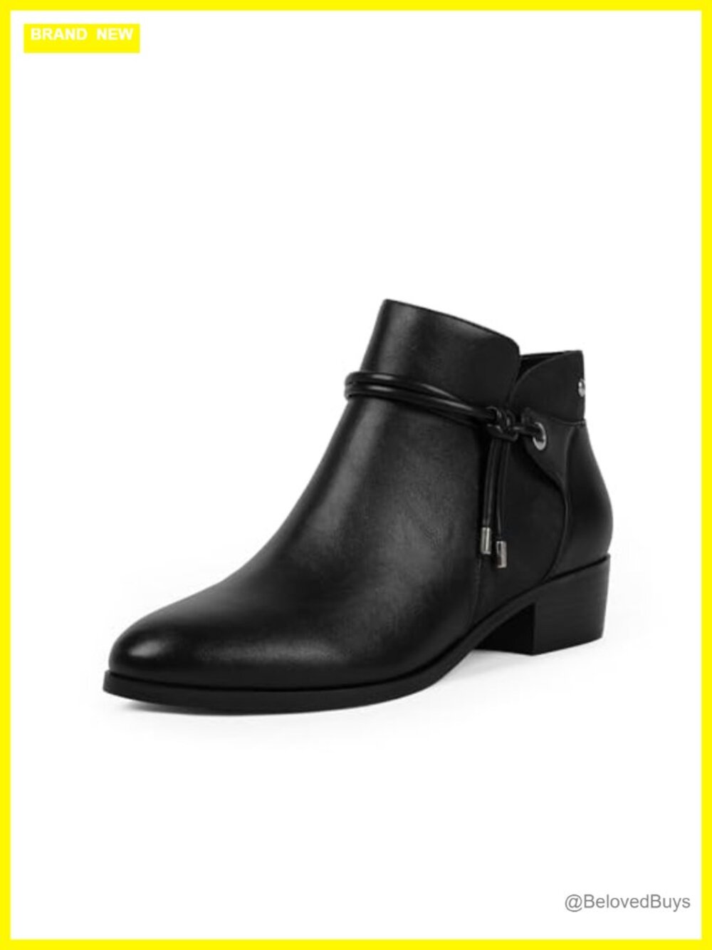 Women's Ankle Boots Faux Leather Round Toe Block Heel Side Zip